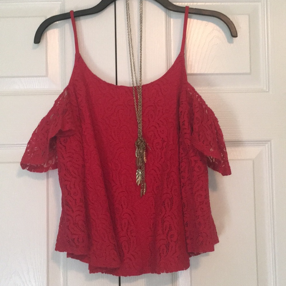 Jessica Simpson Red lace crop top!